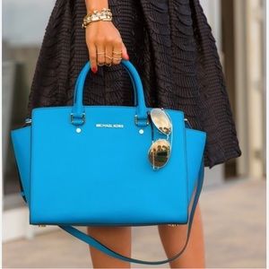 NWOT Michael Kors Blue Satchel Medium Bag